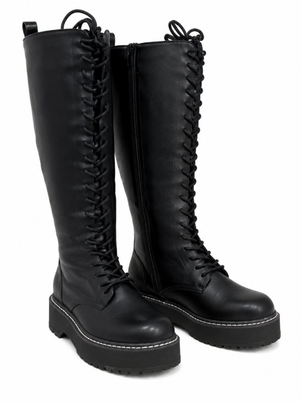 Torrid Wide Calf Combat Knee High Boots Lace Up Platform Womens Size 8